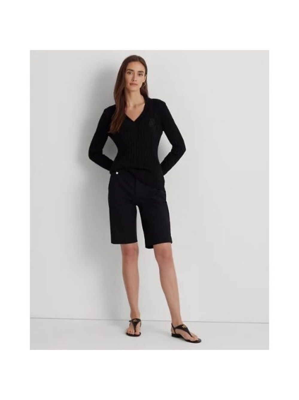 Lauren Ralph Lauren Black Stretch Cotton Bermuda Short